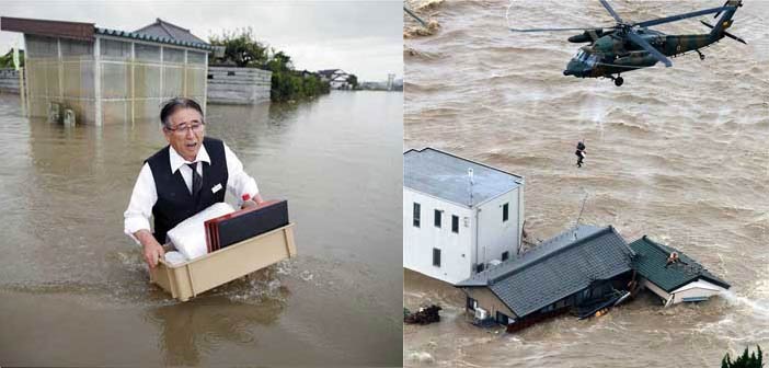 Πλημμύρισε η Ιαπωνία – Δραματικές επιχειρήσεις διάσωσης  πολιτών