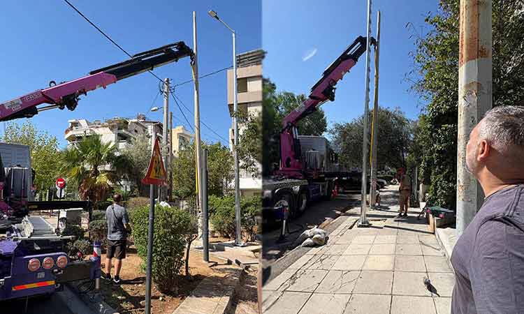 Ξεκίνησε η αντικατάσταση των παλαιών στύλων ηλεκτροφωτισμού στον Δήμο Φιλοθέης – Ψυχικού